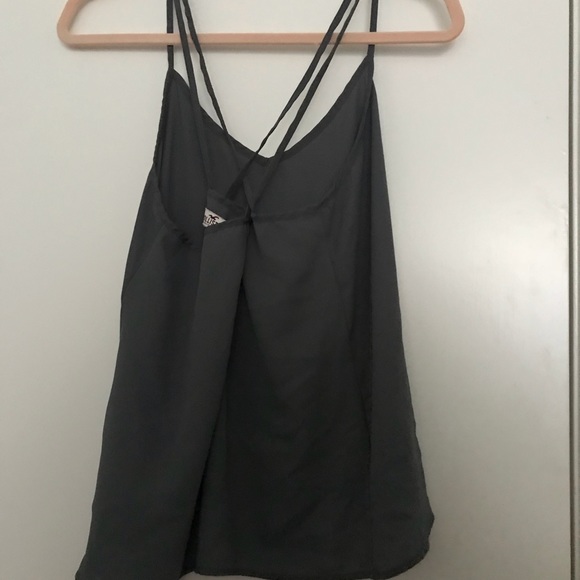 Gray chiffon Hollister crisscross back top - Picture 2 of 4